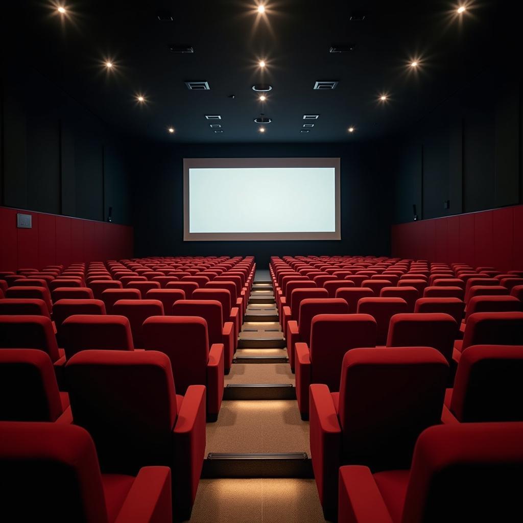 Bên trong phòng chiếu phim hiện đại của Lotte Cinema Thanh Hóa với màn hình lớn, ghế ngồi êm ái, sẵn sàng cho một suất chiếu.