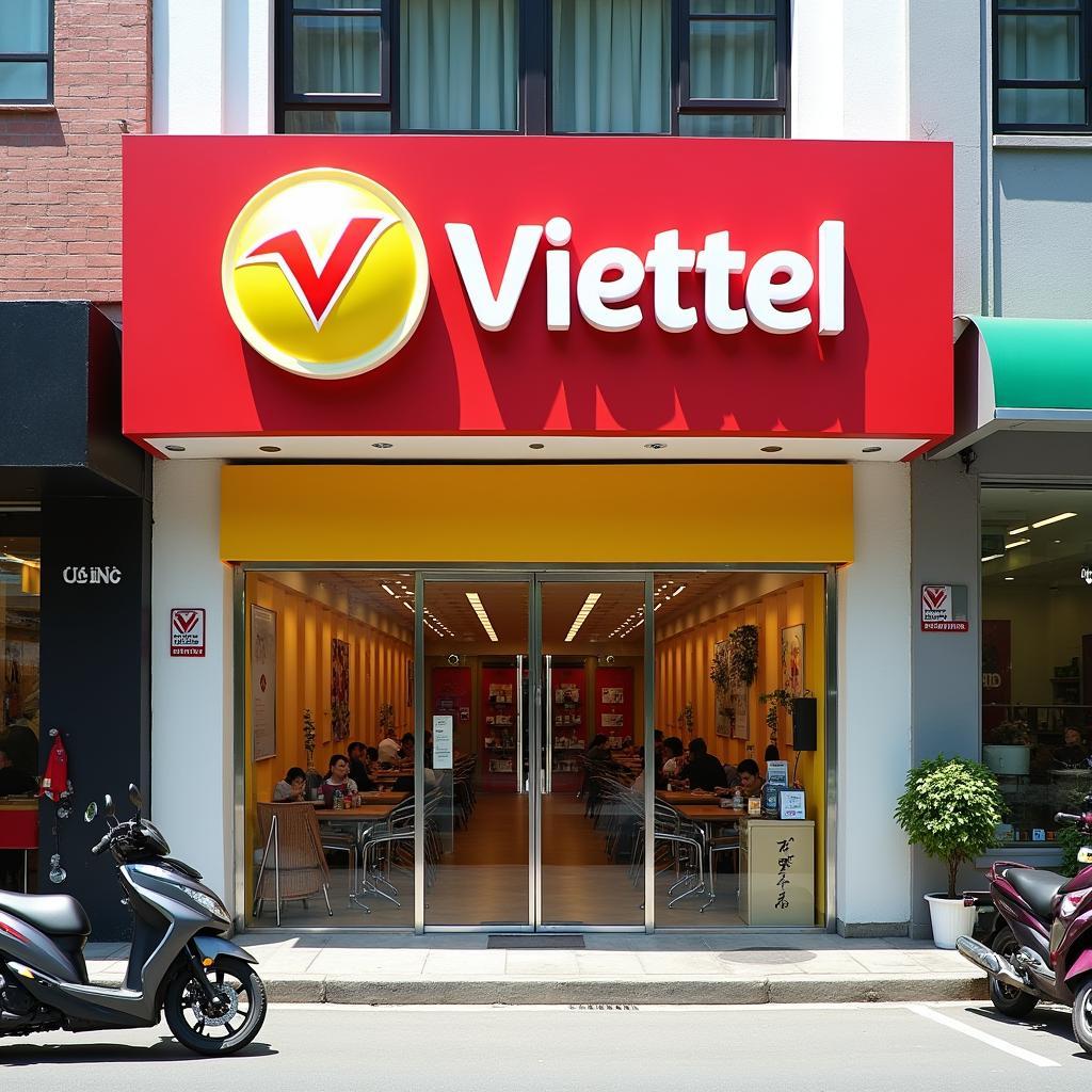 Hình ảnh bên ngoài cửa hàng giao dịch Viettel Thanh Hóa trên đại lộ Lê Lợi, địa chỉ uy tín để khách hàng liên hệ