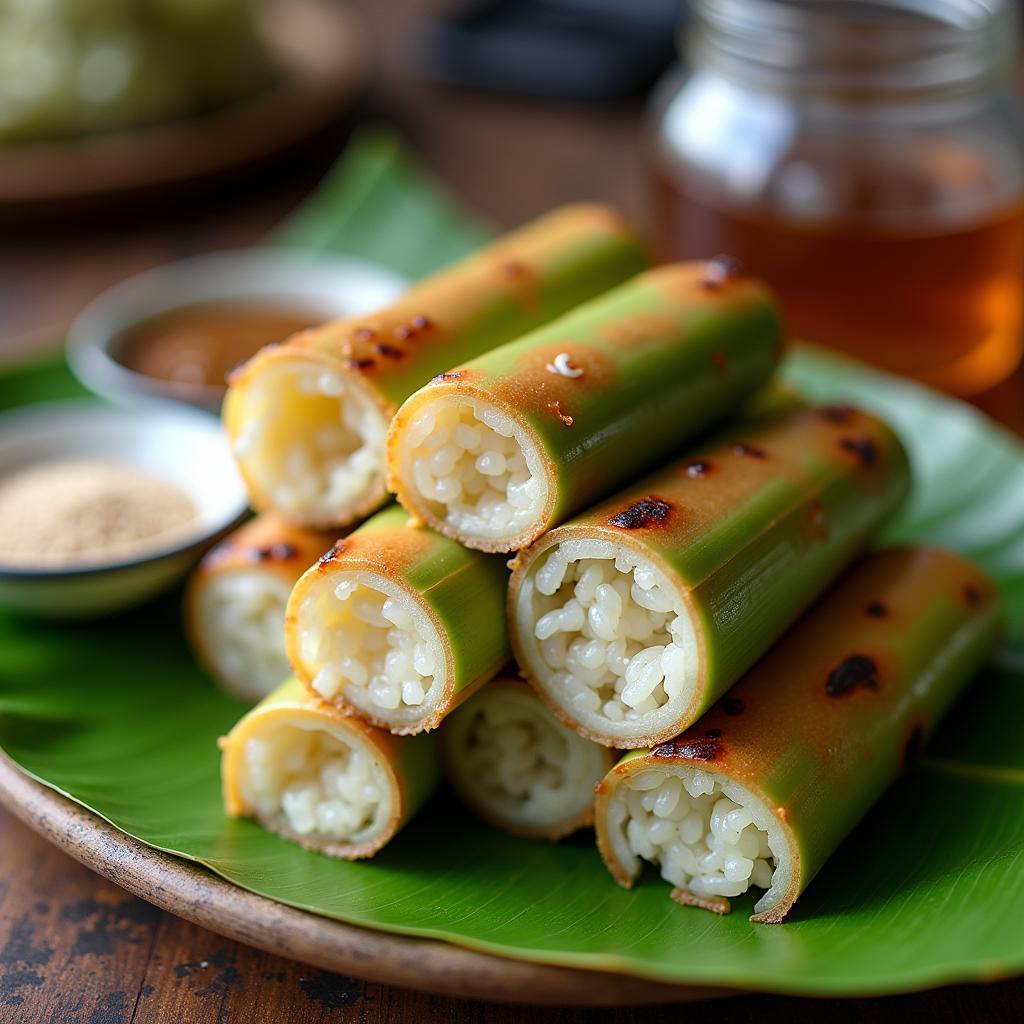 Món cơm lam dẻo thơm, một đặc sản không thể bỏ lỡ khi du lịch Suối Cá Thần Thanh Hóa