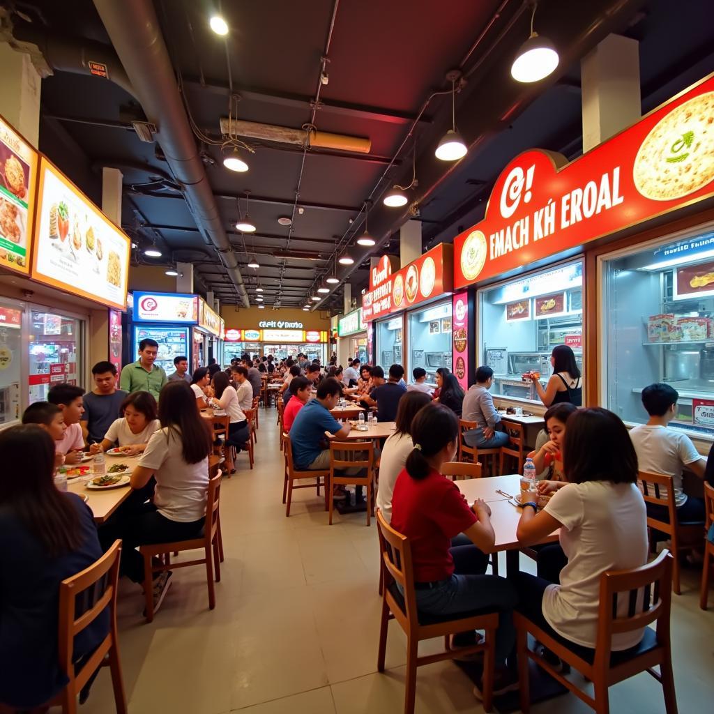 Khu vực ẩm thực và giải trí nhộn nhịp tại GO! Thanh Hóa, nơi lý tưởng cho gia đình và bạn bè tụ họp cuối tuần.