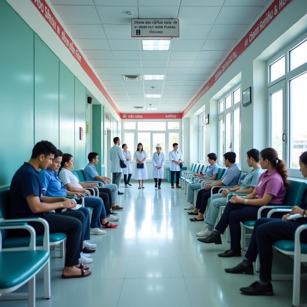 Không gian bên trong khu vực chờ khám bệnh tại Bệnh viện Đa khoa tỉnh Thanh Hóa, sạch sẽ và chuyên nghiệp