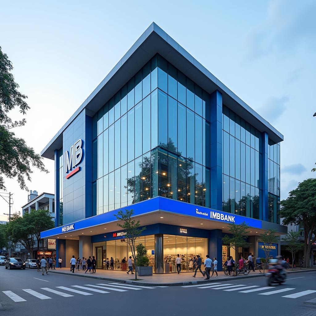Hình ảnh mặt tiền chi nhánh ngân hàng MB Thanh Hóa tại đường Phan Chu Trinh, giúp khách hàng dễ dàng nhận diện