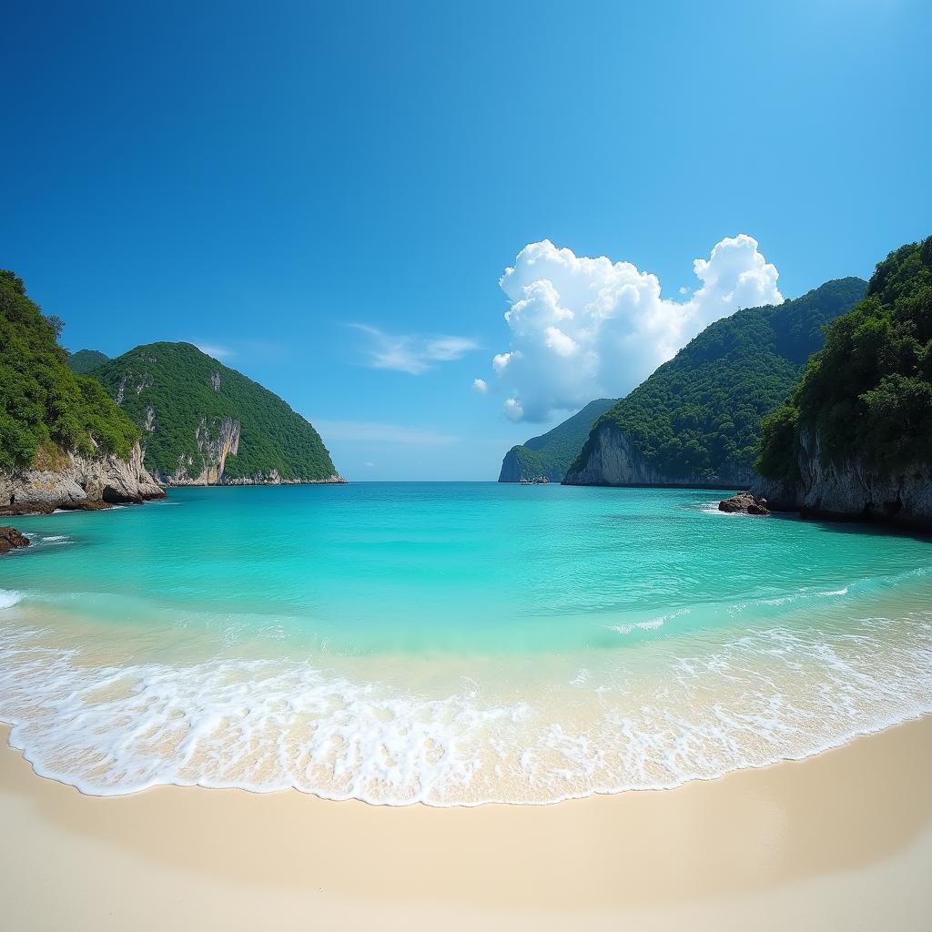 Toàn cảnh Bãi Đông Thanh Hóa hoang sơ với làn nước biển trong xanh và bãi cát trắng mịn trải dài