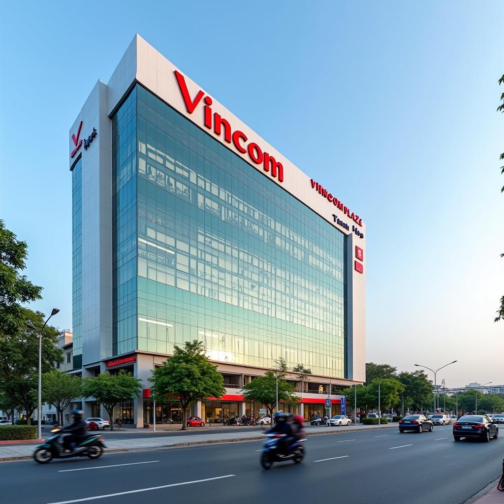 Toàn cảnh trung tâm thương mại Vincom Plaza Thanh Hóa nhìn từ bên ngoài với thiết kế hiện đại, sang trọng
