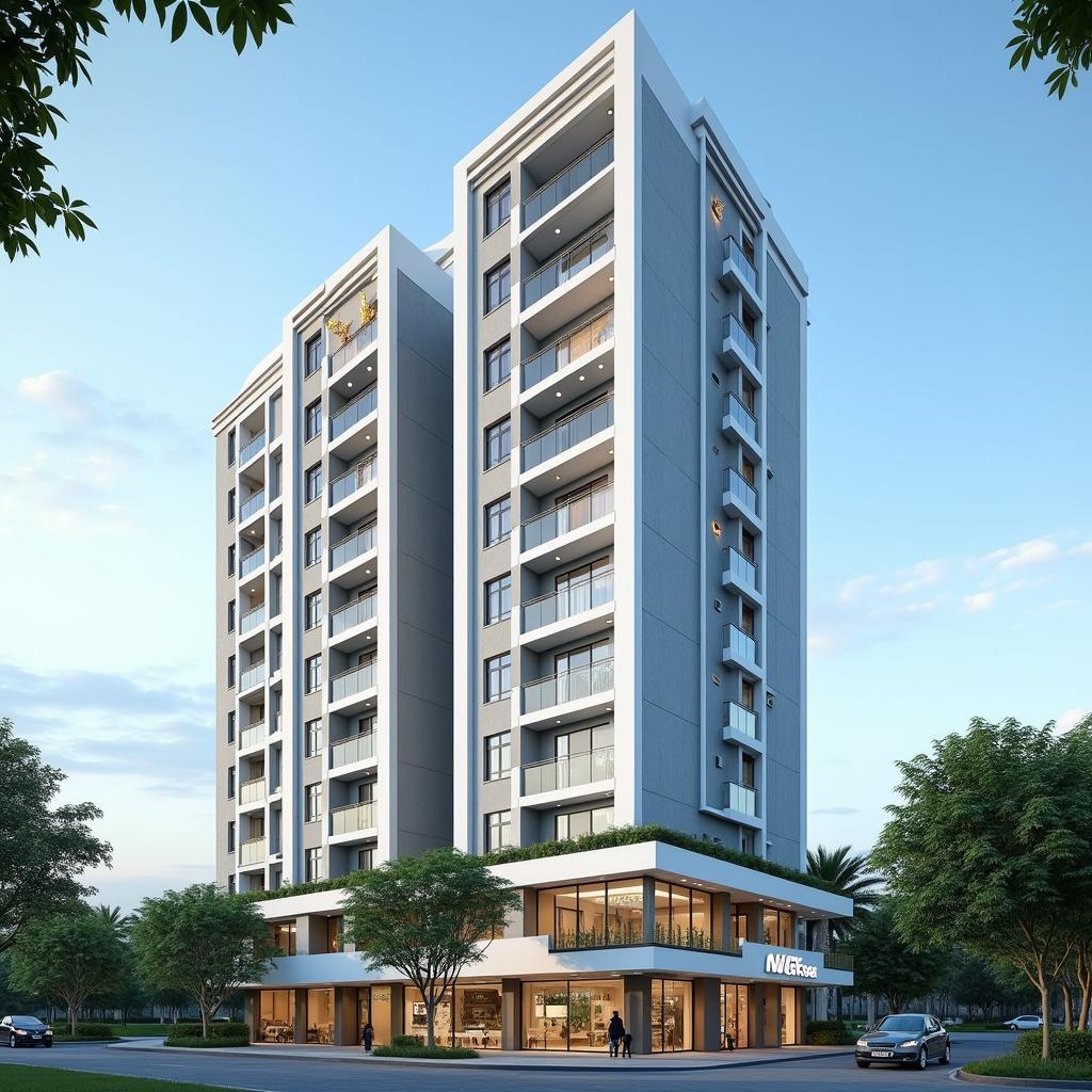 Toàn cảnh chung cư Tecco Thanh Hóa, một trong những tòa nhà cao tầng hiện đại tại khu đô thị mới Đông Vệ, thành phố Thanh Hóa.