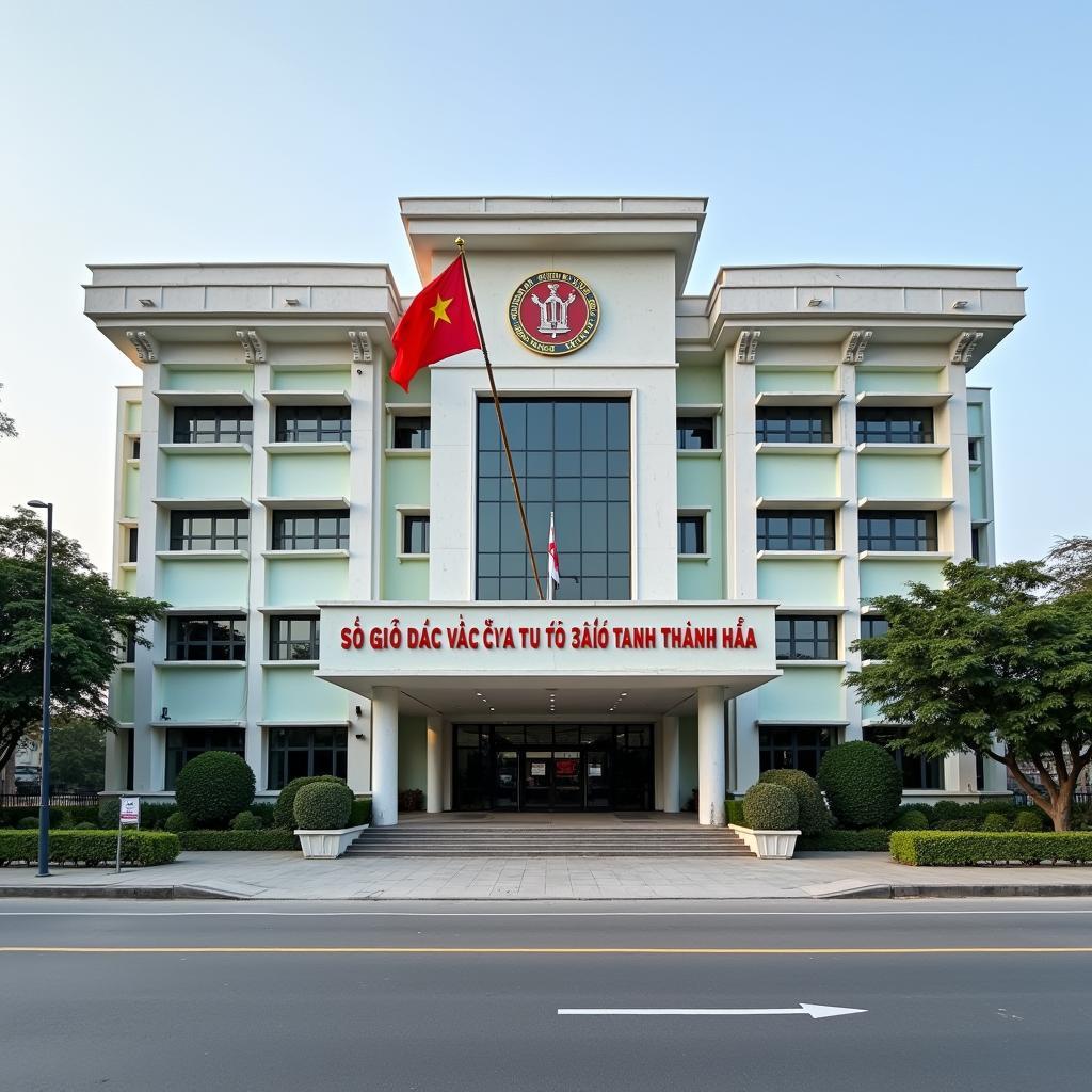 Toàn cảnh mặt tiền Sở Giáo dục và Đào tạo Thanh Hóa tọa lạc tại số 02 Đại lộ Lê Lợi, trung tâm thành phố