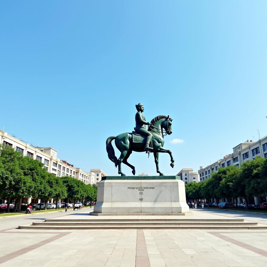 Tượng đài anh hùng dân tộc Lê Lợi uy nghiêm tại quảng trường Lam Sơn, một địa điểm gần Sở Giáo dục và Đào tạo Thanh Hóa