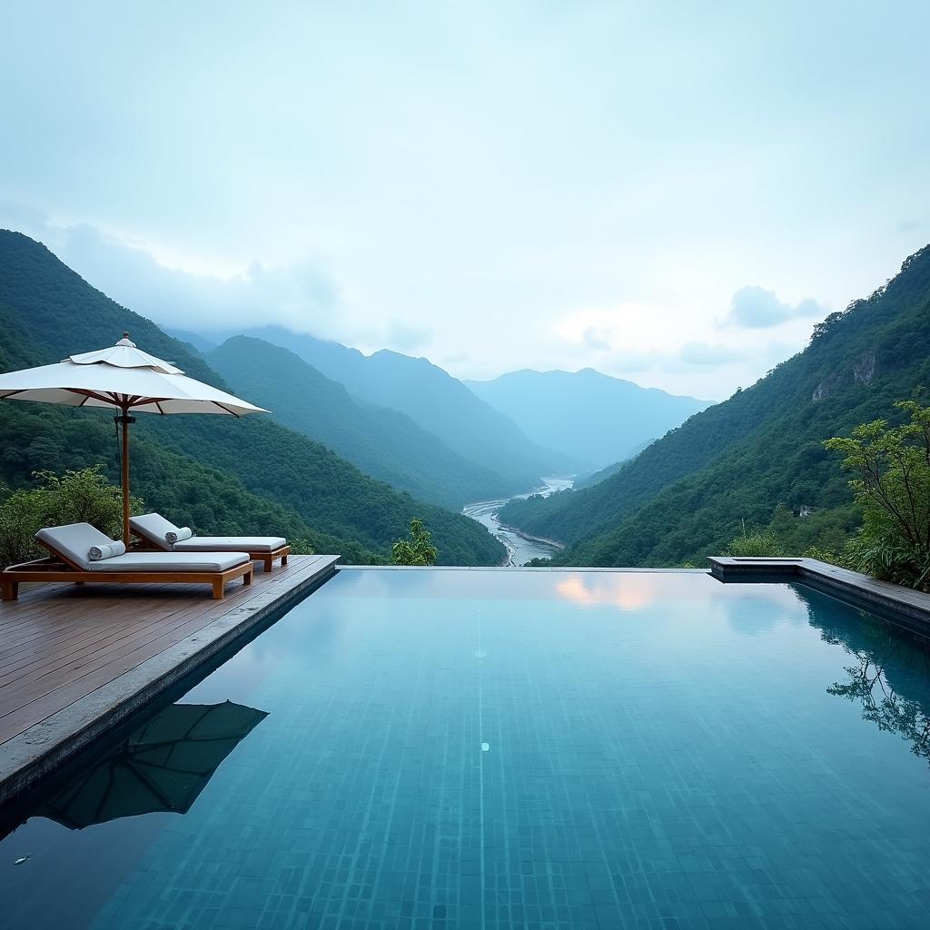 Bể bơi vô cực tại Pù Luông Eco Garden với view núi rừng tuyệt đẹp