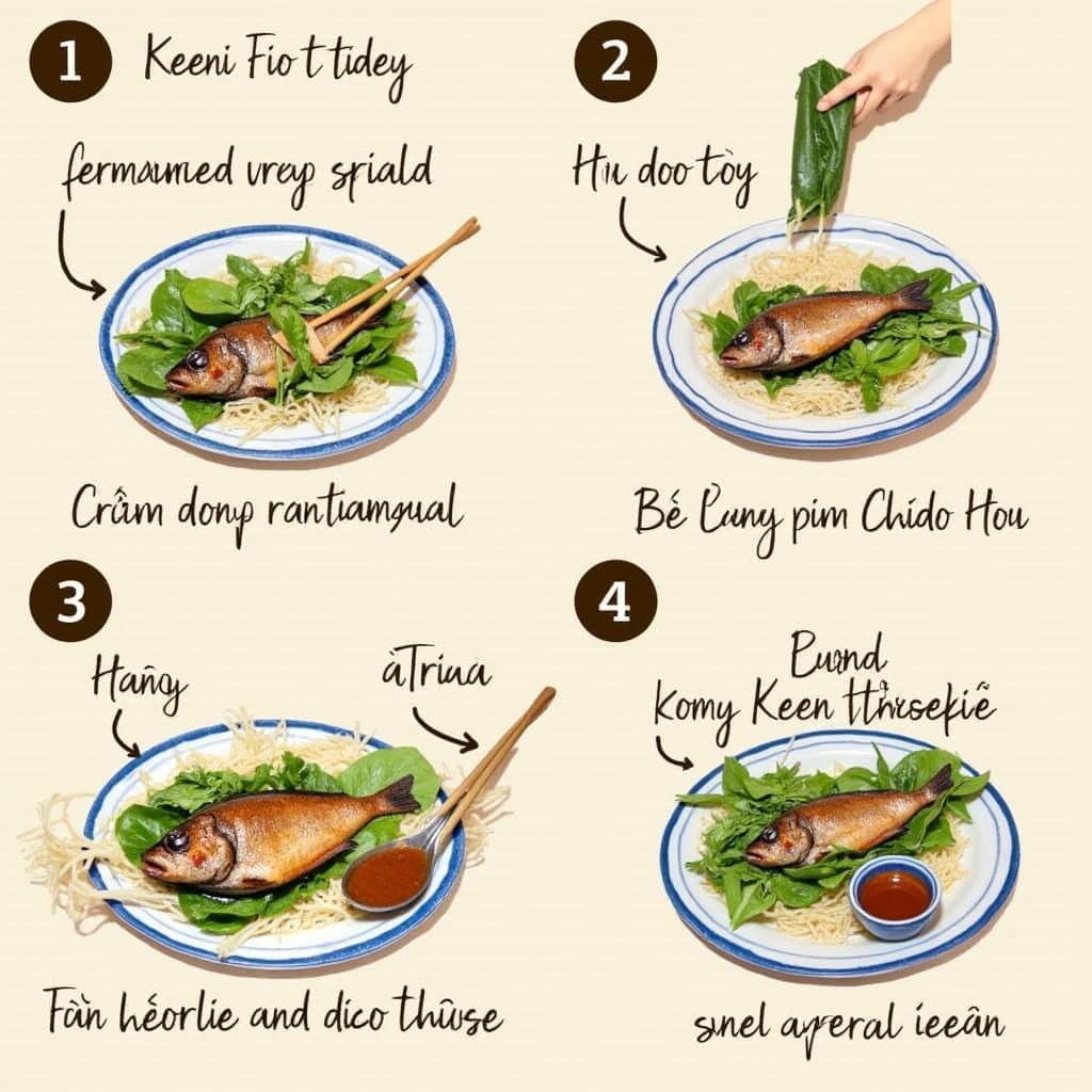 Huong dan cach thuong thuc ca nuong rieng me Thanh Hoa dung dieu, kem rau song, bun, nuoc cham