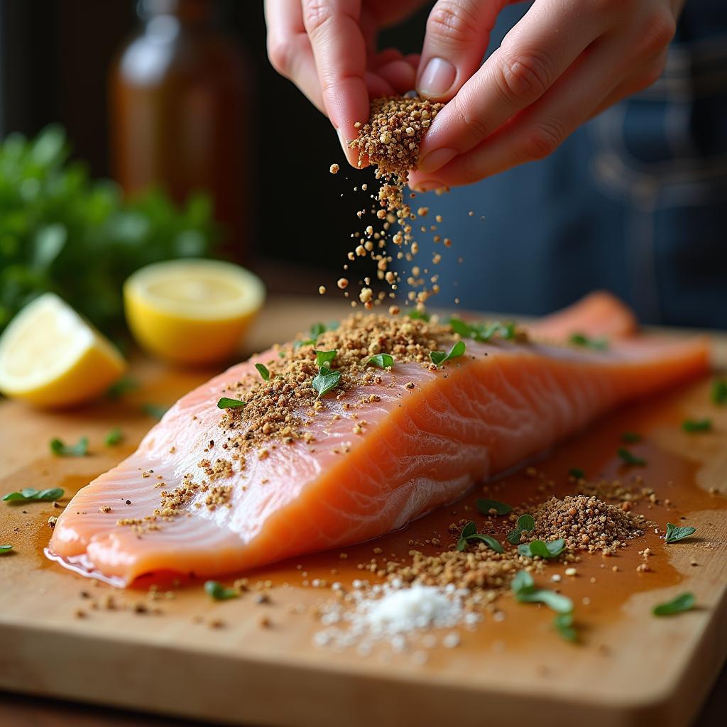 Công đoạn tẩm ướp cá nướng Sông Mã, đặc sản Thanh Hóa