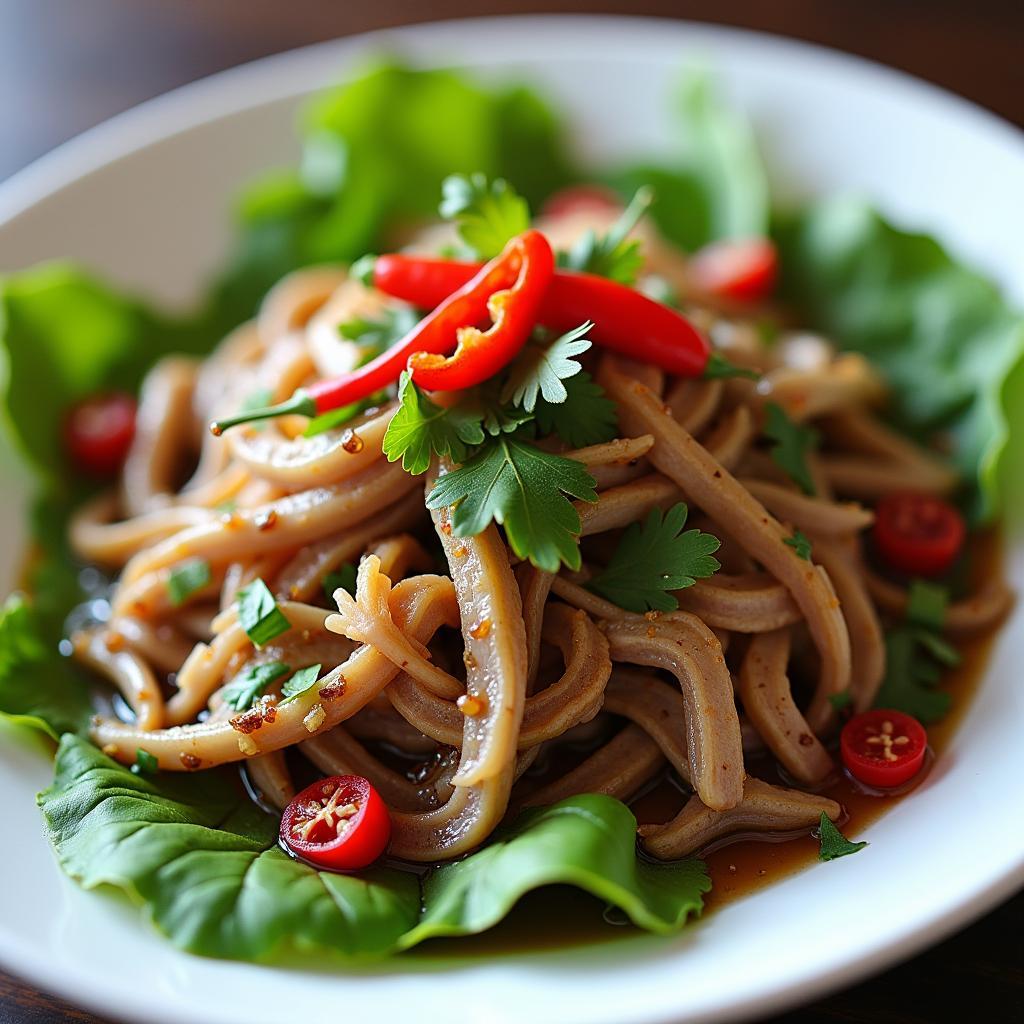 Đĩa dê núi Thạch Thành tái chanh hấp dẫn với màu sắc tươi ngon