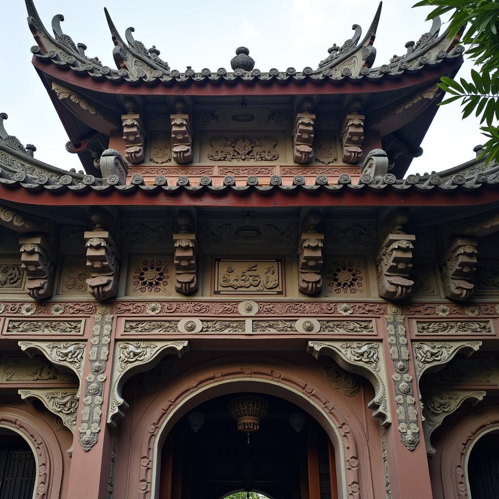 Kiến trúc cổ kính của đền thờ Hà Văn Mao