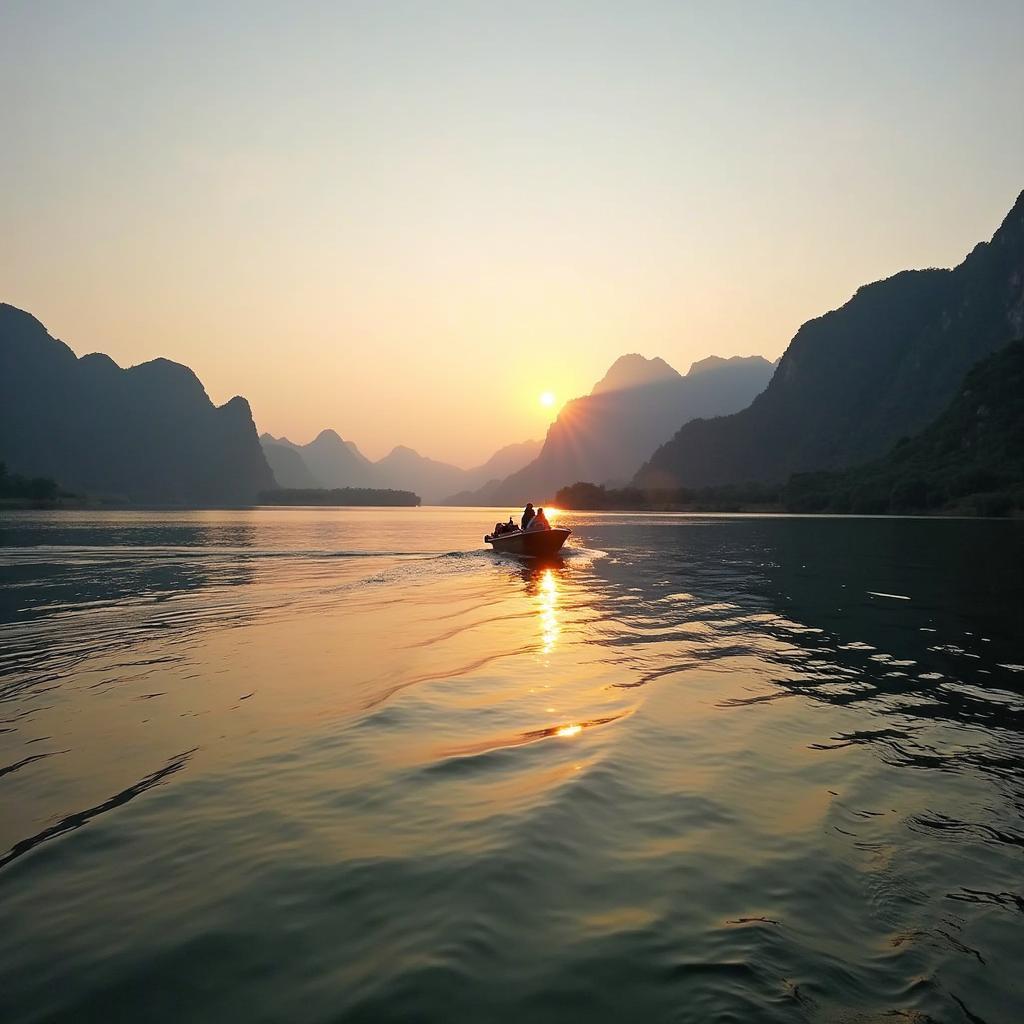 Du thuyền trên Hồ Cửa Đạt Thanh Hóa ngắm cảnh thiên nhiên hùng vĩ, thơ mộng vào buổi chiều tà