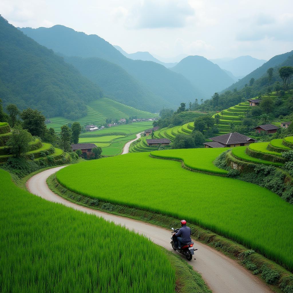 Đường đi Pù Luông Treehouse Thanh Hóa bằng xe máy qua bản Đôn