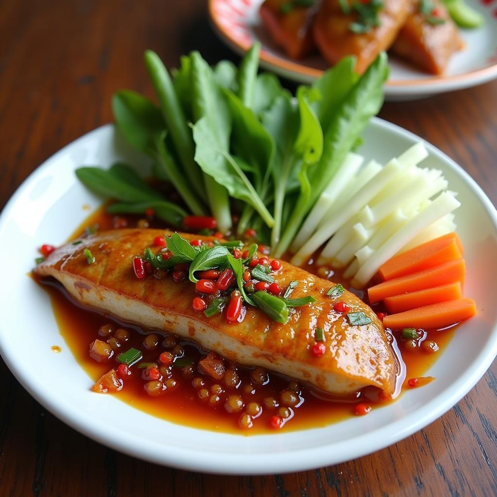 Mắm cá thu Nghi Sơn Thanh Hóa ăn kèm rau sống, khơi dậy vị giác