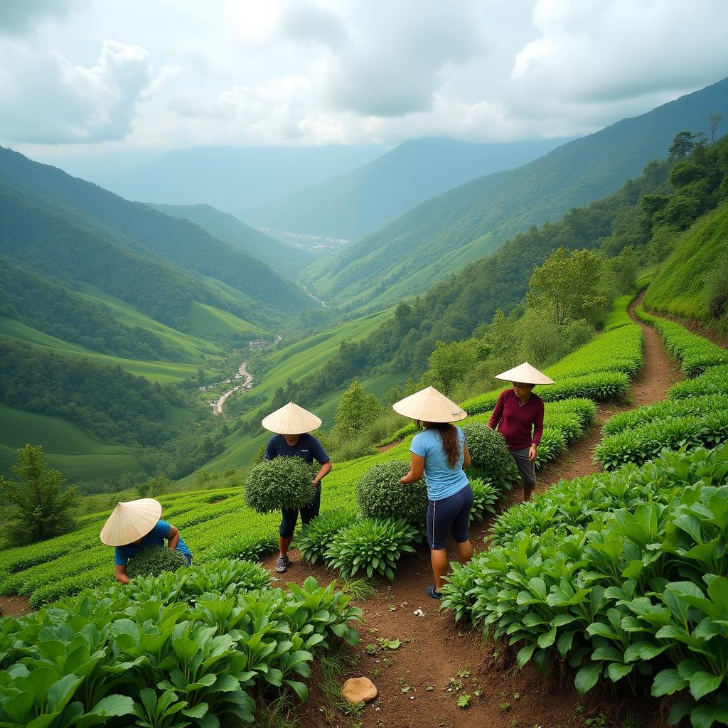 Người dân Thanh Hóa thu hoạch rau sắng trên núi cao