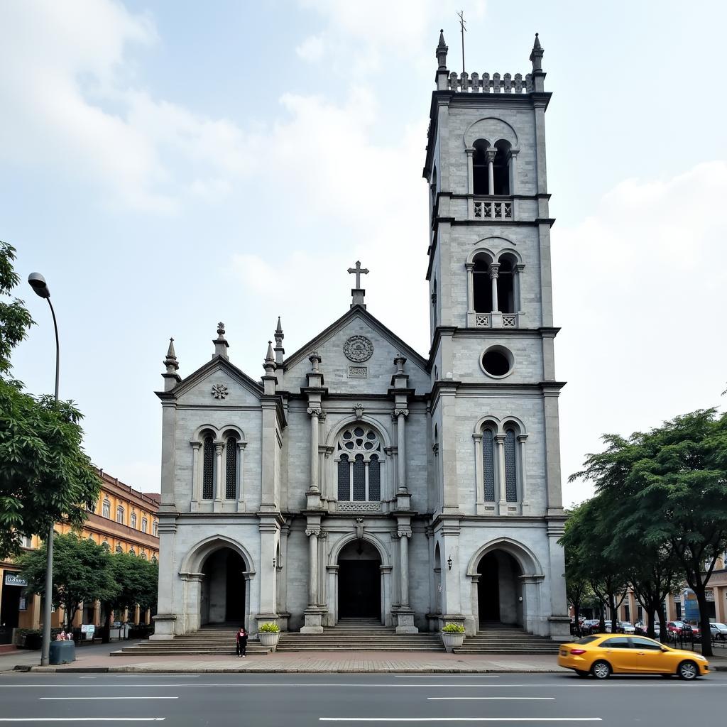 Nhà thờ chính tòa Thanh Hóa nằm trên đường Nguyễn Trãi, dễ dàng di chuyển từ trung tâm thành phố