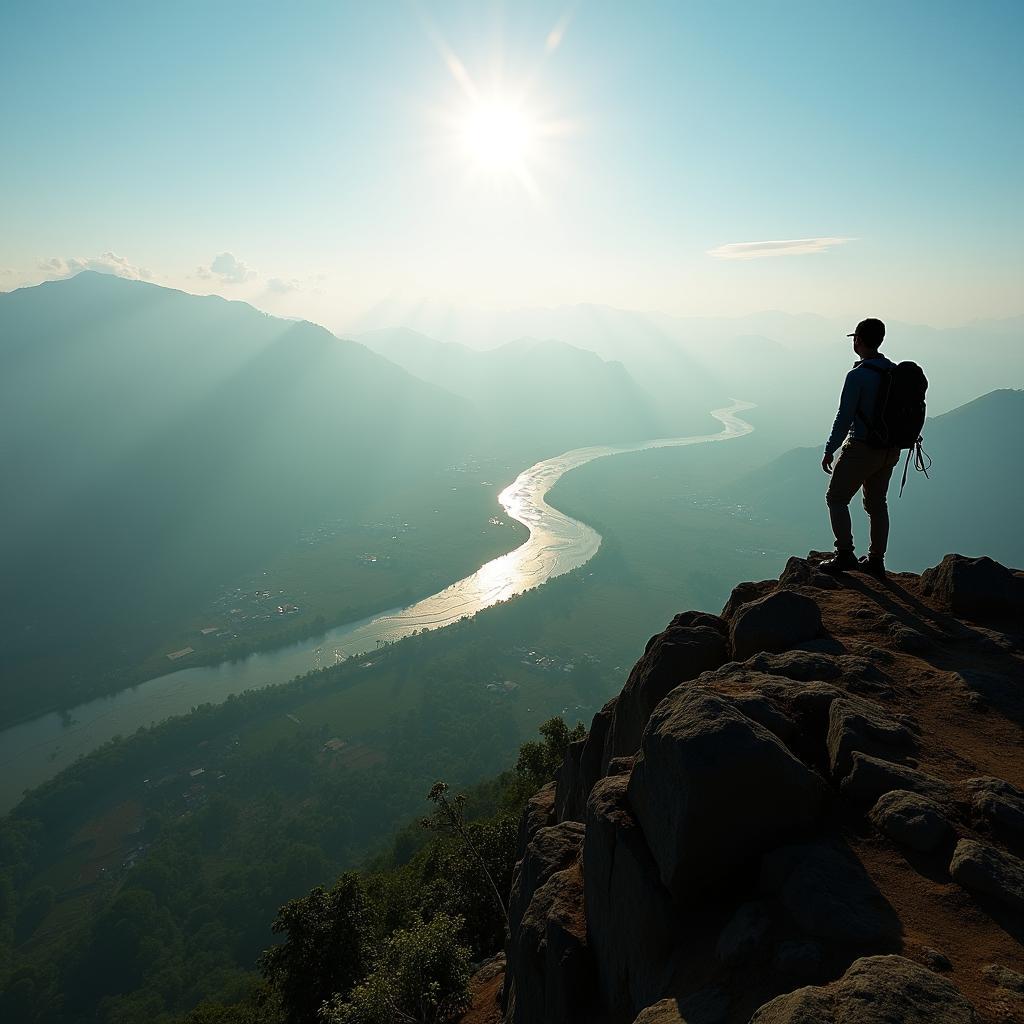 Nui Ngoc Son Thanh Hoa, chinh phuc dinh cao, ngam toan canh Thach Thanh tu tren cao