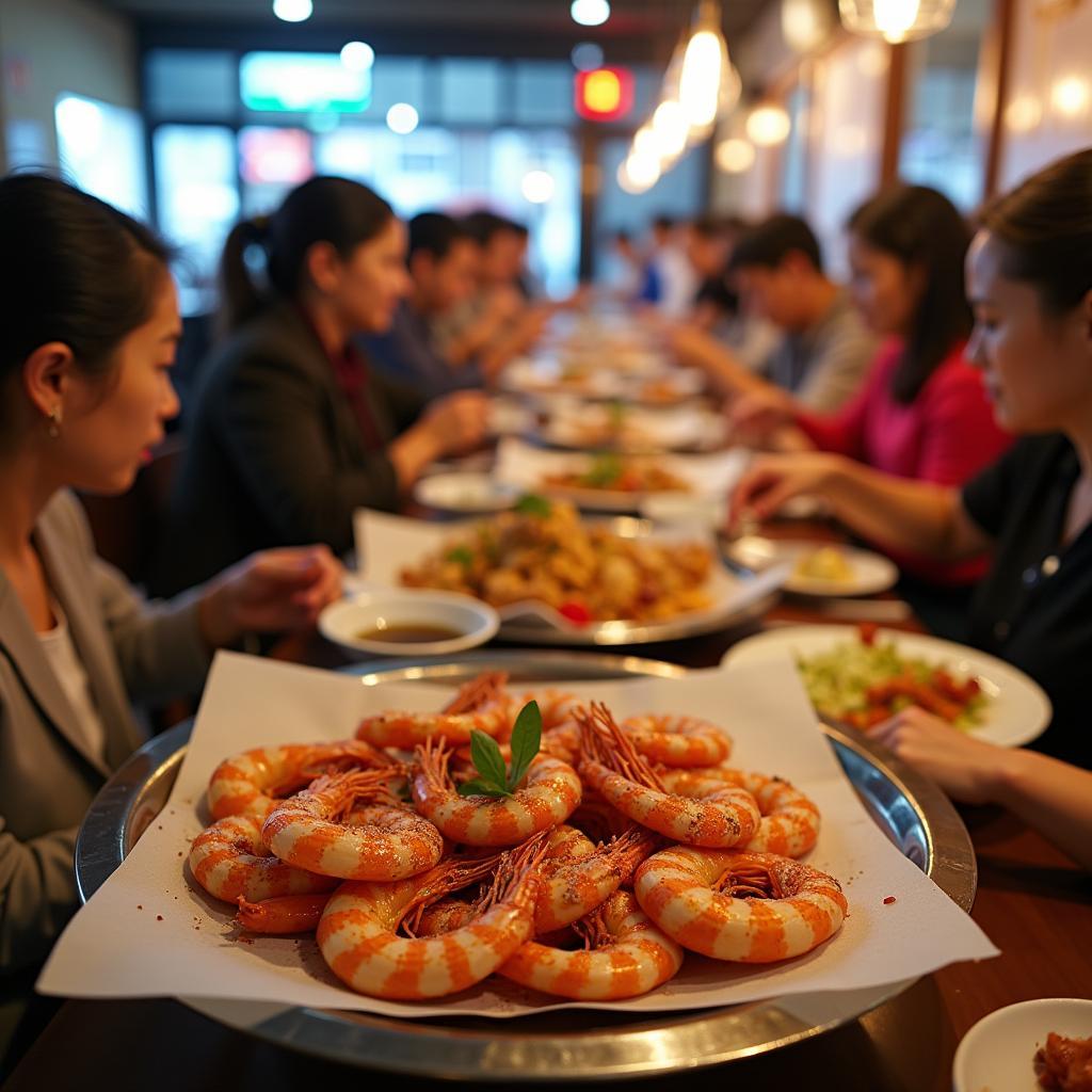 Quan A Hoi dong khach voi mon tom nuong muoi ot o Sam Son