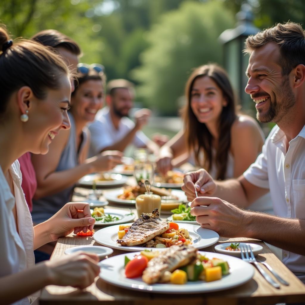 Thực khách thưởng thức món cá nướng Sông Mã tại Thanh Hóa