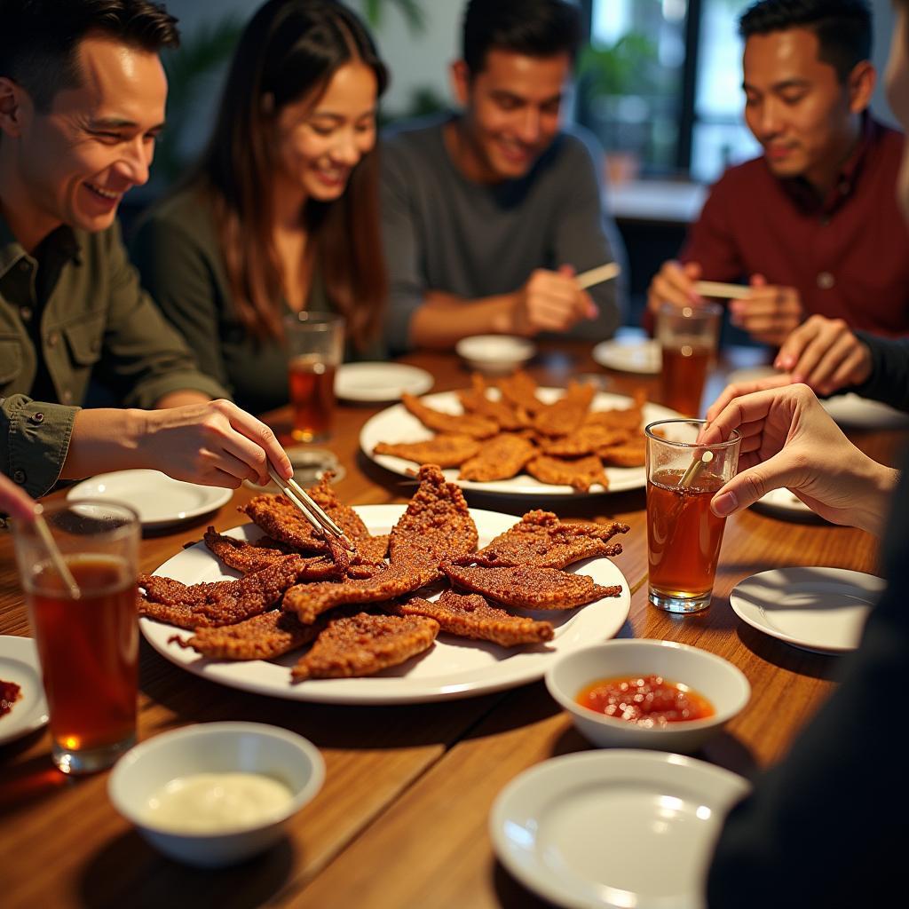 Thưởng thức thịt trâu gác bếp Bá Thước Thanh Hóa cùng bạn bè người thân