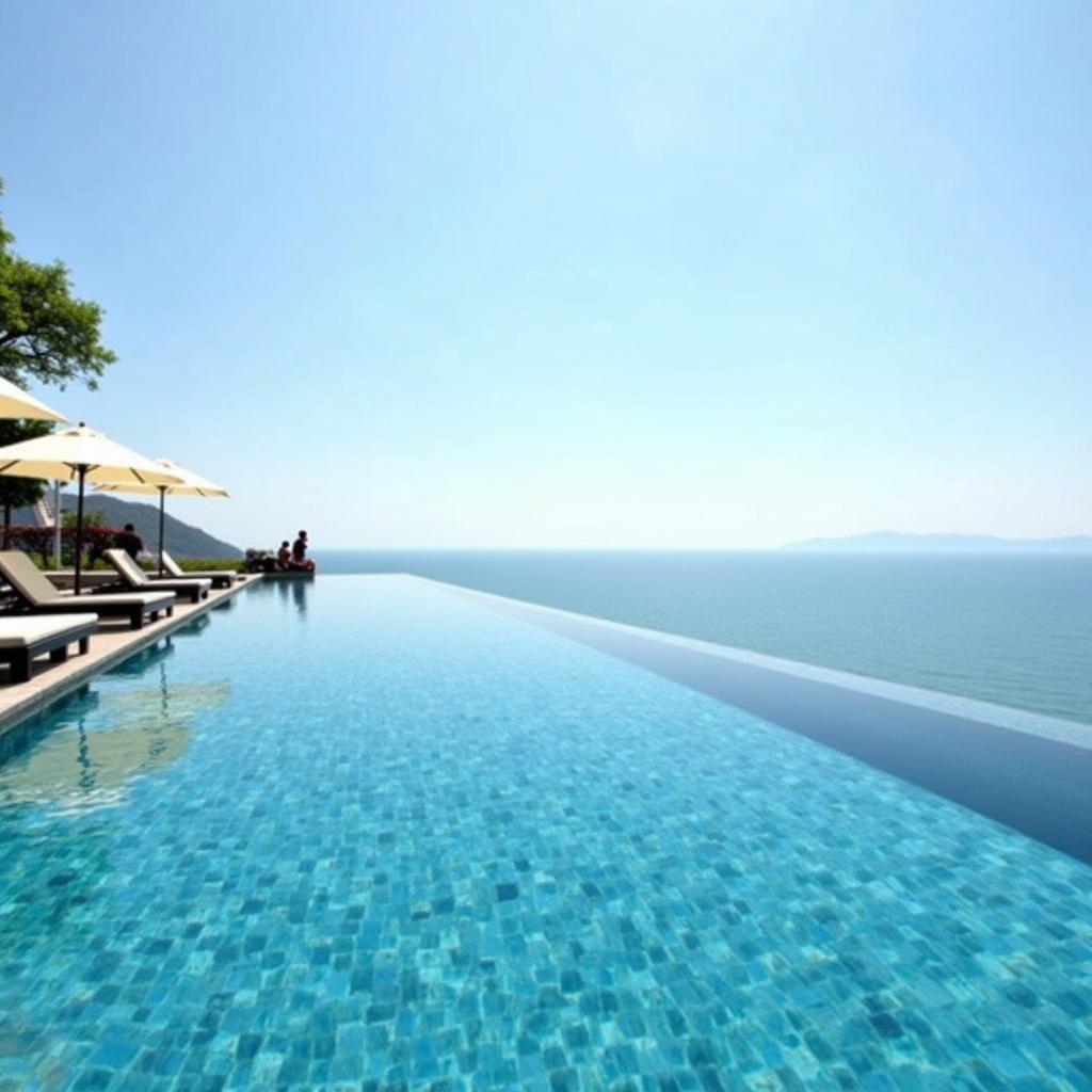 Hồ bơi vô cực view biển tại khu du lịch Eureka Linh Trường Thanh Hóa