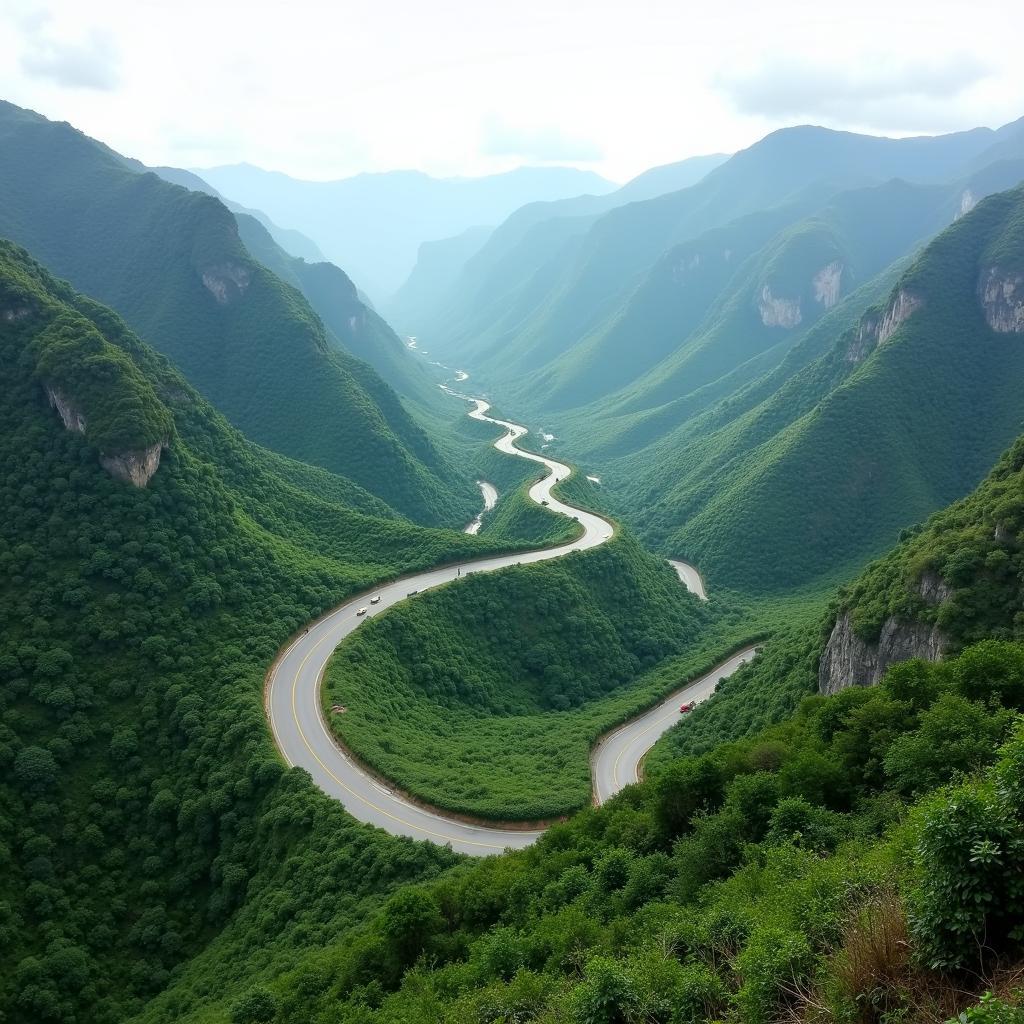 Đường đi đến Hồ Sông Mực Quan Hóa Thanh Hóa quanh co uốn lượn qua những ngọn núi xanh hùng vĩ