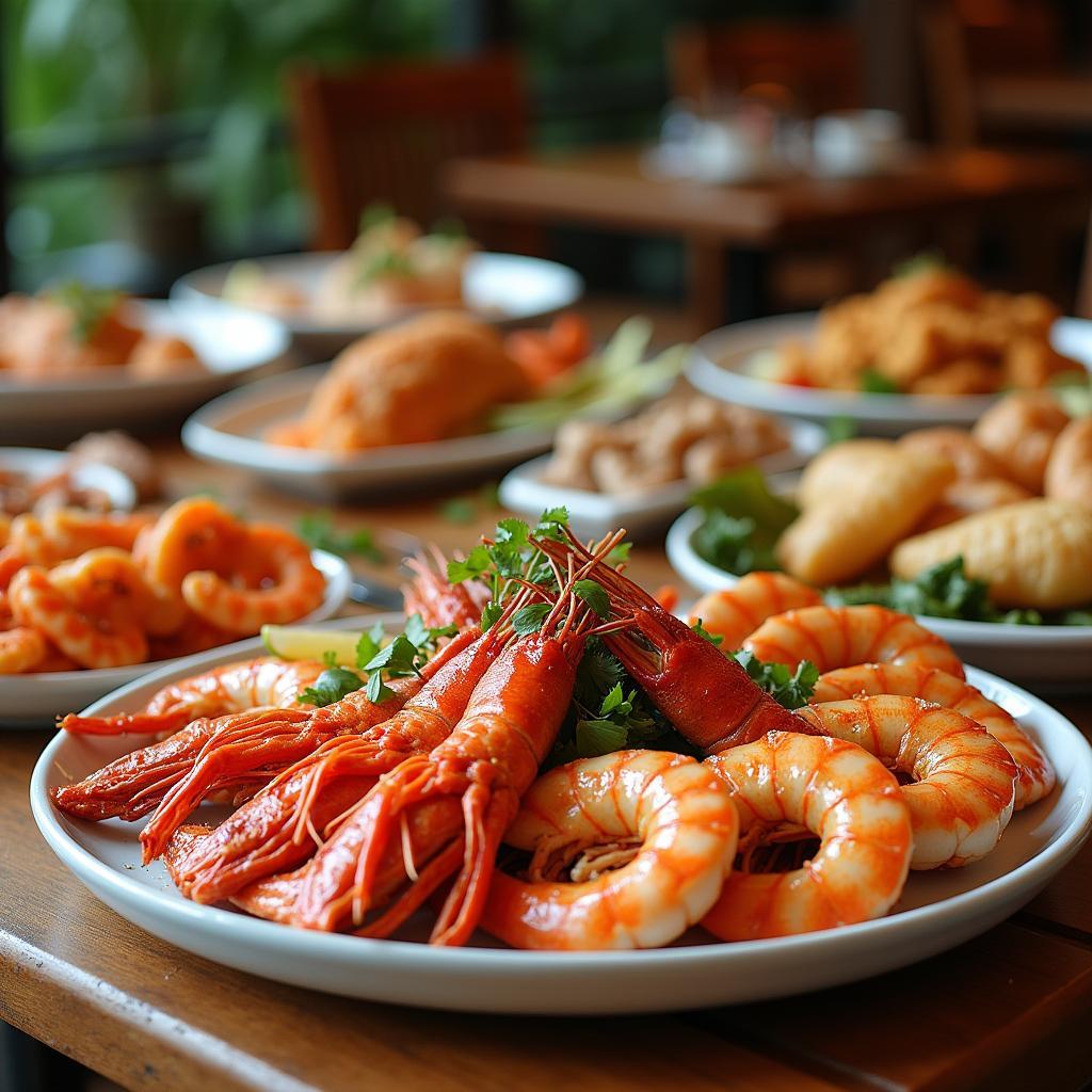 Các món hải sản tươi ngon tại nhà hàng khu du lịch Eureka Linh Trường Thanh Hóa